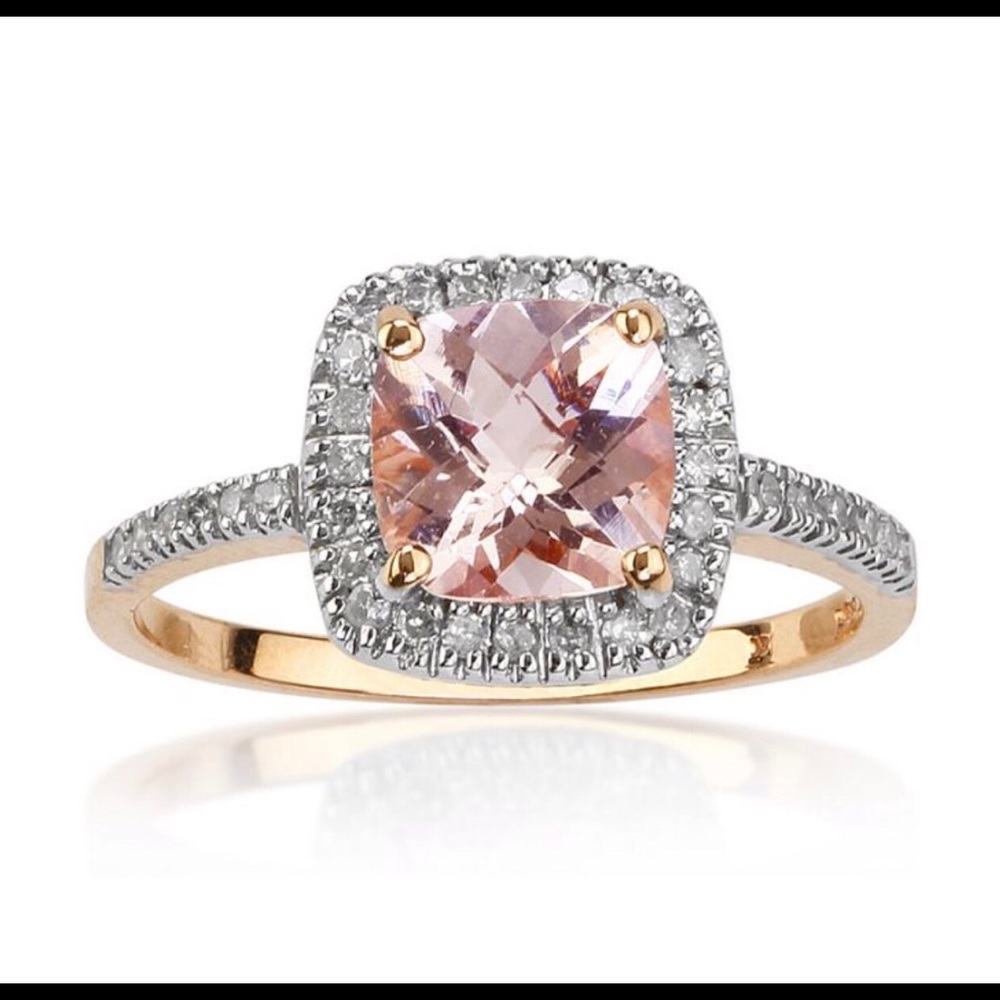 10k Rose Gold Morganite & Diamond Ring